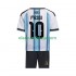 Camisola Argentina Lionel Messi 10 Criança Equipamento Primeiro Copa do Mundo 2026 Manga Curta